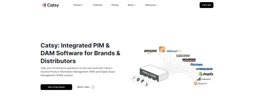 EPC Software for Automotive: Catsy PIM homepage hero image highlighting eCommerce product management for vehicle fitment and multichannel syndication.