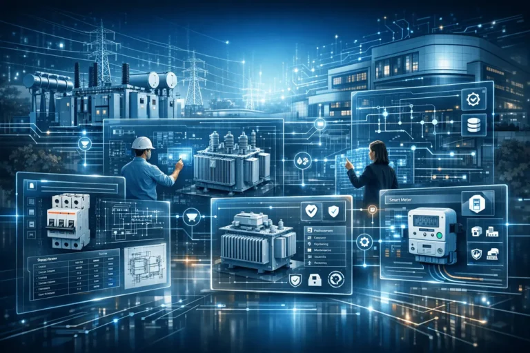 EPC trends in 2026 illustrated through a digital electrical product catalog showing standardized product data, interoperability, and lifecycle management systems..